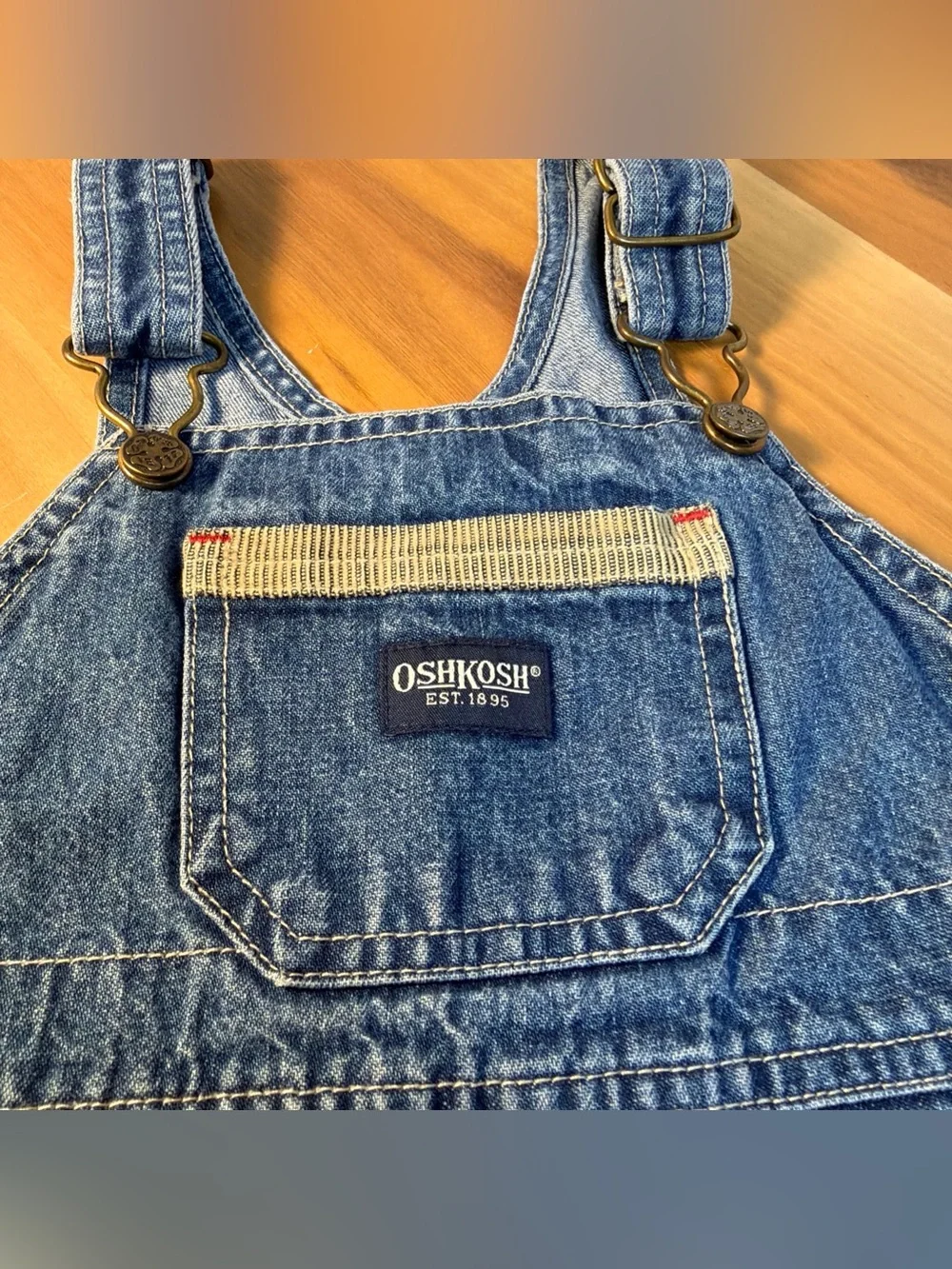 VTG 90s Oshkosh B’ Gosh Two Tone Blue Denim Beige Corduroy Overalls Sz 18 Month